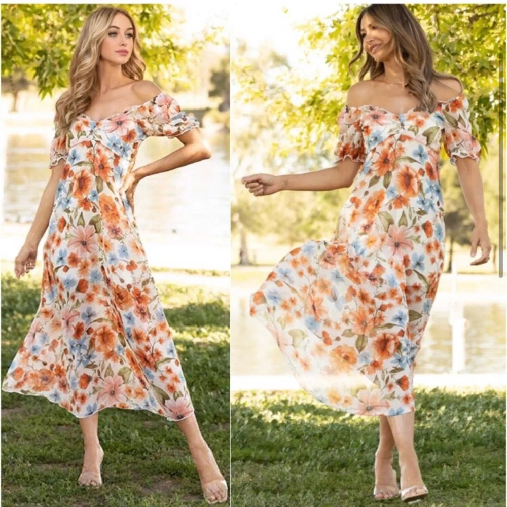 Beautiful empire waist spring summer floral maxi dress - Picture 2 of 5